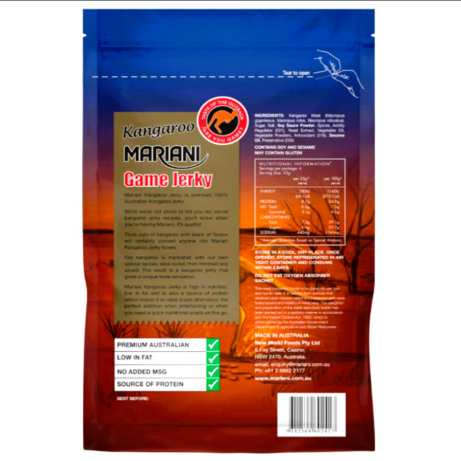 PREMIUM AUSTRALIAN KANGAROO JERKY 50g | High Protein & Low Fat | Mariani