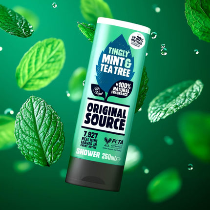 TINGLY MINT & TEA TREE SHOWER GEL 250 ml | 100% Natural Fragrance | 7,927 Real Mint Leaves in Every Bottle